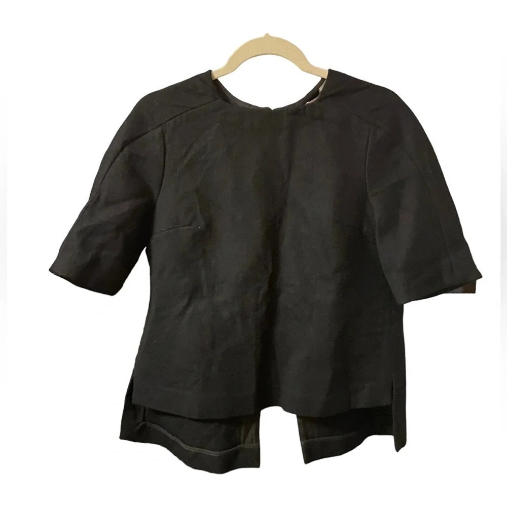 STELLA MCCARTNEY BLACK BUTTON BACK WOOL BLOUSE